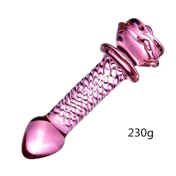 Rose Shaped Pyrex Glass Dildo Butt Plug